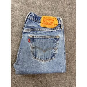Levi's 501 Straight Leg Mens W34 L36 Light Wash Button Fly Denim Jeans